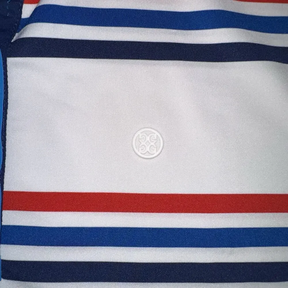 G/FORE Women's Offset Stripe Golf Polo Shirt Size Small S Tech Jersey White Red